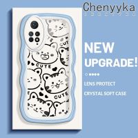 เคส Chenyyka สำหรับ Xiaomi Redmi โน๊ต11 Pro Note 5G 11e Pro เคสลายการ์ตูนแมวน่ารักเป็นคลื่นเคสนิ่มป้องกันเลนส์กล้องเคสโทรศัพท์โปร่งใสแฟชั่นการ์ตูนน่ารักเคสซิลิโคนใสสีสันสดใส