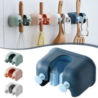 Wall Mounted Broom Holder Punch-free Bathroom Mop Clamp Hanging Organizer Hanging Storage Rack For Home Kitchen Broom Clips Picture Hangers Hooks