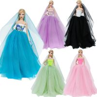 1 Set Princess Strapless Dress Trailing Lace Wedding Gown Big Veil Accessories Clothes for Barbie Doll Dollhouse Toy