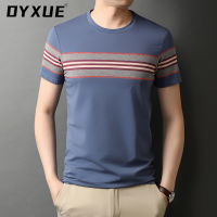 DYXUE nd Top Mens Clothing Tops High-quality Cotton Luxury T-shirt 2022 Embroidery New Short Sleeve Korean Striped Summer