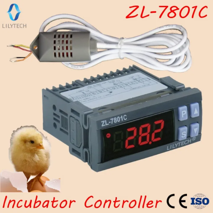 ZL-7801C 100-240Vac Dual 16A เอาต์พุต,เครื่องควบคุมอุณหภูมิและความชื้น ...