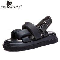 DRKANOL Fashion Women Platform Sandals Summer Shoes Concise Open Toe Cross Thick Bottom Comfort PU Leather Muffin Sandals Woman