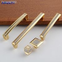 24K Real Gold Sliver Crystal Drawer Cabinet Pulls Kitchen Handles Diamond Wine Wardrobe Decotation Furniture Knobs