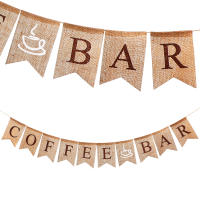 BLENASHOP Coffee Bar Letter พิมพ์แบนเนอร์ Swallowtail Banner Gathering Party Garland Rustic Linen Banner Party Party Decoration Prop