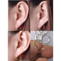 1Pairs 925 Silver Hinged Circle Hoop Sleeper Earrings Small Thin 8-14mm Simple