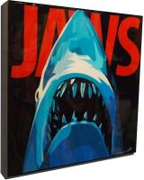 คำพูดผ้าใบพิมพ์ลายโปสเตอร์ป๊อปอาร์ตภาพยนตร์ Jaws สติกเกอร์ติดผนังงานศิลปะของแฟนกรอบ