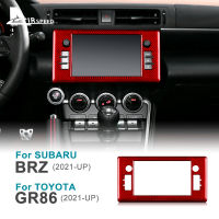 กรอบคอนโซลรถยนต์คาร์บอนไฟเบอร์แอร์สปีดสำหรับ Subaru BRZ สำหรับโตโยต้า GR86 21-23คอนโซลกลางแท่นวางเครื่องนำทางสติกเกอร์ตกแต่งเครื่องประดับภายในรถสีแดง