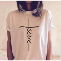 COD DSFERTRETRE Jesus Cross Letter Print T-shirt Men Women Fashion Tumblr Tees Christian Summer Pray Faith Tops Aesthetic Art T