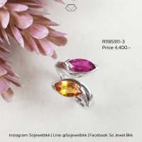 เเหวนทัวมารีน(tourmaline) PinkcและYellow แหวนไขว้ แหวนพลอย2สี แหวนมาคี แหวนดีไซน์สวย แหวนพลอยแท้ แหวนเงินแท้ แหวนใส่ทุกวัน รหัสสินค้า R1185911-3