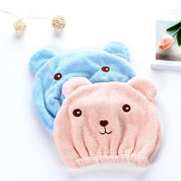 New Dry Hair Cap Towel Strong Absorbing Cute Bear Hat Quick-dry Cartoon Head Wrap Soft Shower