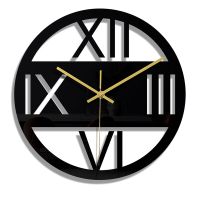 11.8 Inch Roman Numerals Acrylic Wall Clock Sticker Non-Ticking Quartz Clocks Watch for Living Room Home Decorative