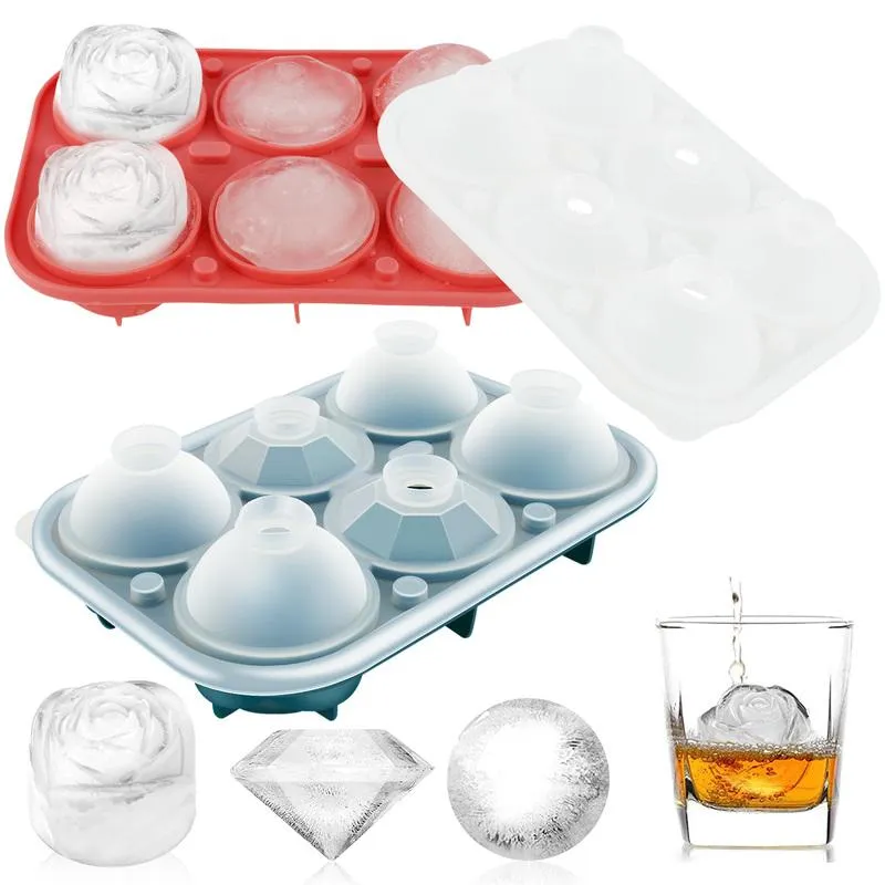 Ice Cube Tray Silicone Rose Ice Mold Diamond Ice Cube Mold Includes Funnel  And Clip