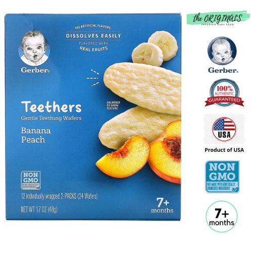 Gerber, Teethers, Gentle Teething Wafers, 7+ Months, Banana Peach, 12