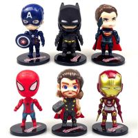 6 ชิ้น Q โมเดล Avengers เค้กวันเกิดตกแต่ง Spiderman Iron man Super--man Capn Hulk American Bat เค้ก topper เด็กของขวัญวันเกิดของเล่น