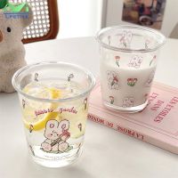 320ml Cartoon Glass Water Cup Rabbit Pattern Glass Drinking Bottle Coffee Cold Extraction Cup Student Drinking Cup