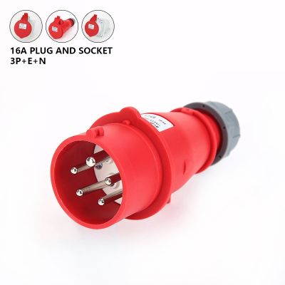 ﹍ 16A 5 Pin IP44 220V-415V 3P E N Male/Female Waterproof Electrical Connector European Industrial aviation Power Plug Socket