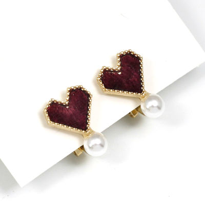 Red Heart Clip On Earrings No Hole Ear Clips Velvet Love Earring Without Piercing Women Minimalist Earrings CE411