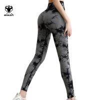 Black Liquid Marble พิมพ์เอวสูงทำงานออก Active Wear Tie Die Dye Scrunch Bum Butt Lifter กางเกงโยคะไม่มีรอยต่อ Leggings