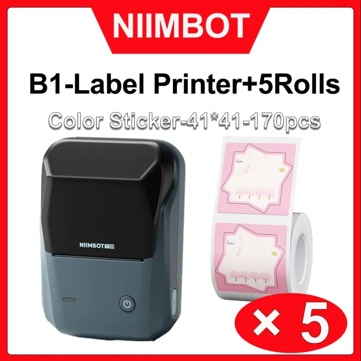 niimbot-เครื่องพิมพ์ฉลาก-b1พร้อมเครื่องพิมพ์บลูทูธบาร์โค้ดขนาดเล็กแบบใสชนิดต่างๆ5สติกเกอร์ม้วน-b1ม้วนสติกเกอร์