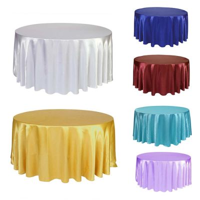 Round Tablecloth Satin Solid Color Wedding Birthday Party Table Cover Table Cloth Home Celebrations Banquet Events Decoration