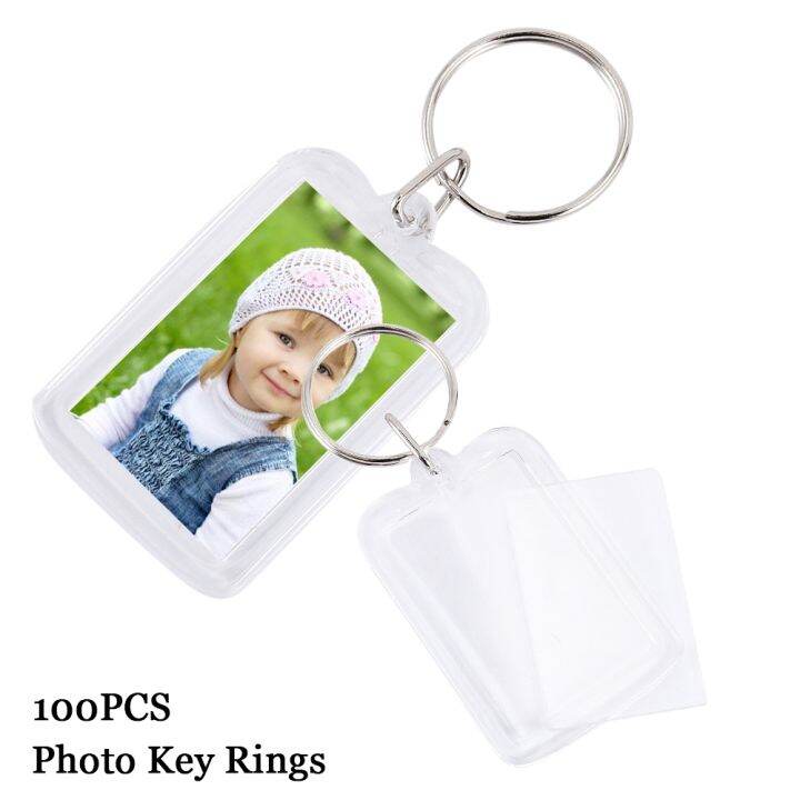 100pcs 35 X 25mm Blank Acrylic Photo Key Rings UK Passport Size