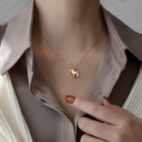 Zoe สร้อยคอชุบทองใหม่18 K,สร้อยคอสแตนเลสหรูหราไม่ซีด Kalung Hewan สิงโตน้อย