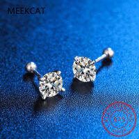 18พันชุบ0.2-2ct Moissanite S Tud E Arrings สำหรับผู้หญิงแข็ง925เงินสเตอร์ลิง Lab เพชรสกรูกลับหูสตั๊ดเครื่องประดับ