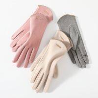 Women Touch Screen Gloves Fashion Mittens Autumn Winter Warm Thin Cashmere Solid Cycling Drive Suede Fabric Elegant Windproof