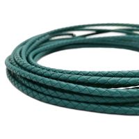 Aaazee Tali Kulit Bolo Kepang Teal Bundar 1 Yard 4Mm Kabel Asli Berikat untuk Gelang Bolo Tie