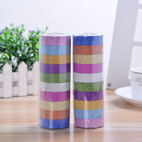 เทปกระดาษกาว Washi แวววาวใหม่10ชิ้นงานฝีมือ DIY แผ่นสติกเกอร์ตกแต่ง1.5Cm X 3M