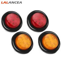 LAlancea 4pcs 2-inch Round 7led Side Marker Light Tail Lamp 7 Beads Lens 12v Brake Light For Trailer Truck Rv【fast】