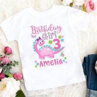 Baju Bayi Perempuan ของขวัญวันเกิดสำหรับเด็กเสื้อเสื้อยืดไดโนเสาร์น่ารักเด็กผู้หญิงวันเกิดออกแบบได้ตามต้องการเสื้อเด็กวัยหัดเดินเป็นของขวัญวันเกิดสำหรับเด็ก