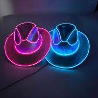 Novelty Gift Blinky LED Lights Cowboy Hat Luminous Bride Cowgirl Hat Toys Party Supplies Neon Glowing Bridal Cap Hat Club Props