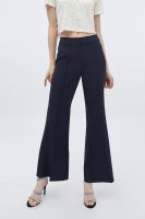 f.fashion กางเกงทรงขาบาน ผู้หญิง สีน้ำเงินเข้ม | Fit and Flare Long Trousers | 6042