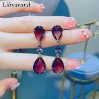 Liliyawind ต่างหูแฟชั่นผู้หญิงสีชมพูทรงหยดน้ำ A8