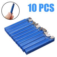 10Pcs 1/4 Carbide Tip Tipped Cutter Tool Bit Cutter Set Welding Turning Tool Holder Blue For Metal Lathe Tool