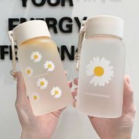 【jw】♈  500ml Small Transparent Plastic Bottles BPA Frosted Bottle with Rope Cup