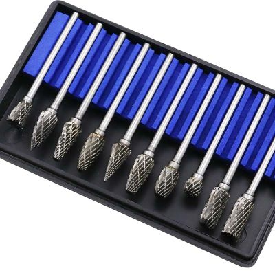 HH-DDPJ10pcs 1/8" Shank Tungsten Carbide Milling Cutter Rotary Brocas Com Escareador Hss Steel Cone  Drill Set Diamond Drill 10mm