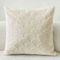 ﹉☑ Scallop Design Velvet Cushion Cover 45x45cm High Quality Decorative Pillow Cover for Livingroom Decor Sofa Pillowcase Beige Grey