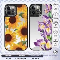 Art Sunflower Violet Flower CASETiFY Mirror Phone Case Compatible for iPhone 14 13 12 11 Pro Max X XS MAX XR Case Shockproof Protective Acrylic Hard Cover