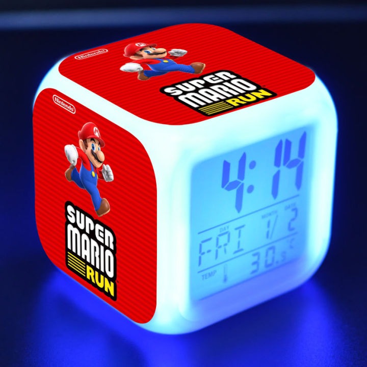 worth-buy-ผลิตภัณฑ์นาฬิกาปลุกเด็กไฟ-led-เปลี่ยนสีได้-super-mario-bros-clock-ของเล่นเด็ก-wekker-reveil