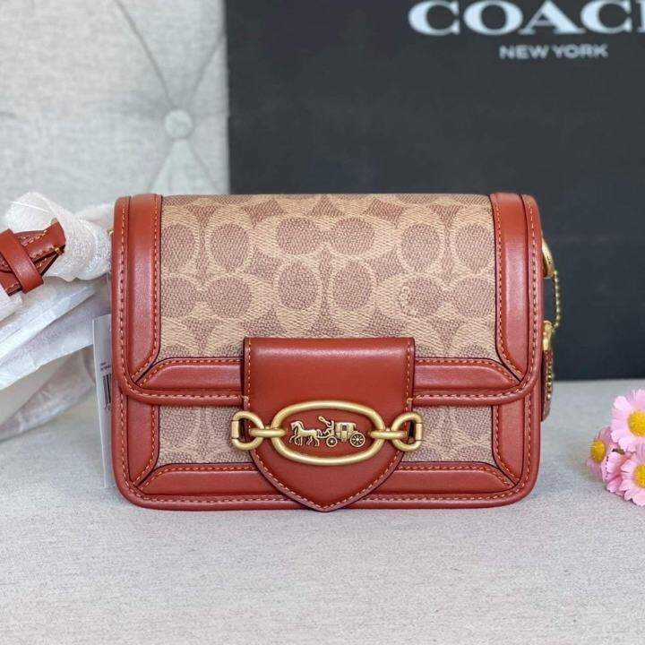 Original Coach C8469 Hero Crossbody In Signature Canvas Tan/Rust