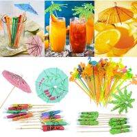 20/50pcs Hawaii Party Flamingo Fruit Toothpick Coconut Tree Umbrella Cocktail Bamboo Pick For Hawaiian Summer Wedding Cake Decor