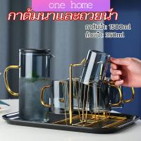 One Home ถ้วยแก้วน้ำ เยือกน้ำแก้วมีฝาพลาสติก  kettle water cup