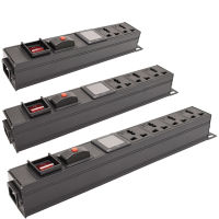 ปลั๊กไฟ รางปลั๊กไฟ pdu ติดแล็ค 2-10 ช่อง โวลท์ แอมป์ มิเตอร์ overload protection C14 interface