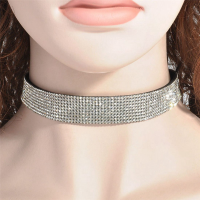 Women Suede leather Full Diamond Crystal Rhinestone Choker Collar Boho Necklace Jewelry