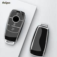 โครงเปลือกนอกเคส Kunci Remote Mobil TPU แบบนิ่มสำหรับ Mercedes Benz A C E S G Class GLC CLA W177 W205 W213 W222 X167อุปกรณ์เสริม AMG