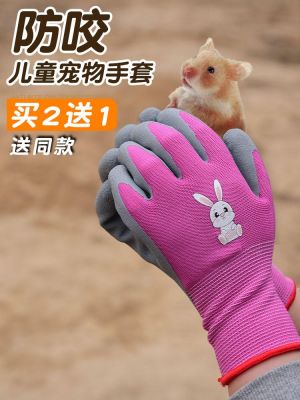 High-end Original Buy 2 get 1 free cartoon childrens pet hamster parrot anti-bite gloves for students gardening weed digging latex housework