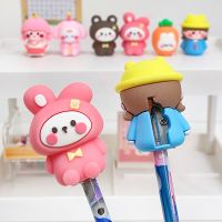 Silicone Cartoon Pencil Sharpener Kawaii Manual Pencil Cutter Korean Stationery Cute Kids Gifts Toys School Office Supplies