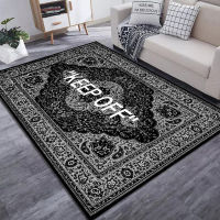 KEEP OFF Non-slip Carpet Bedroom Decor Black and White Rug Home Living Room Decoration Floor Mat Easy Cleaning Entrance Doormat